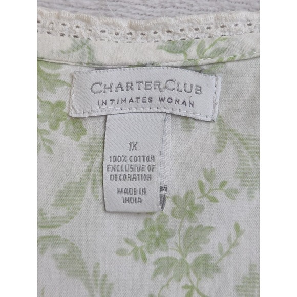 Vtg 90s Nightgown 100% Cotton Floral Green Prairie Cottage Farmhouse 1X Plus Sz - Picture 5 of 12